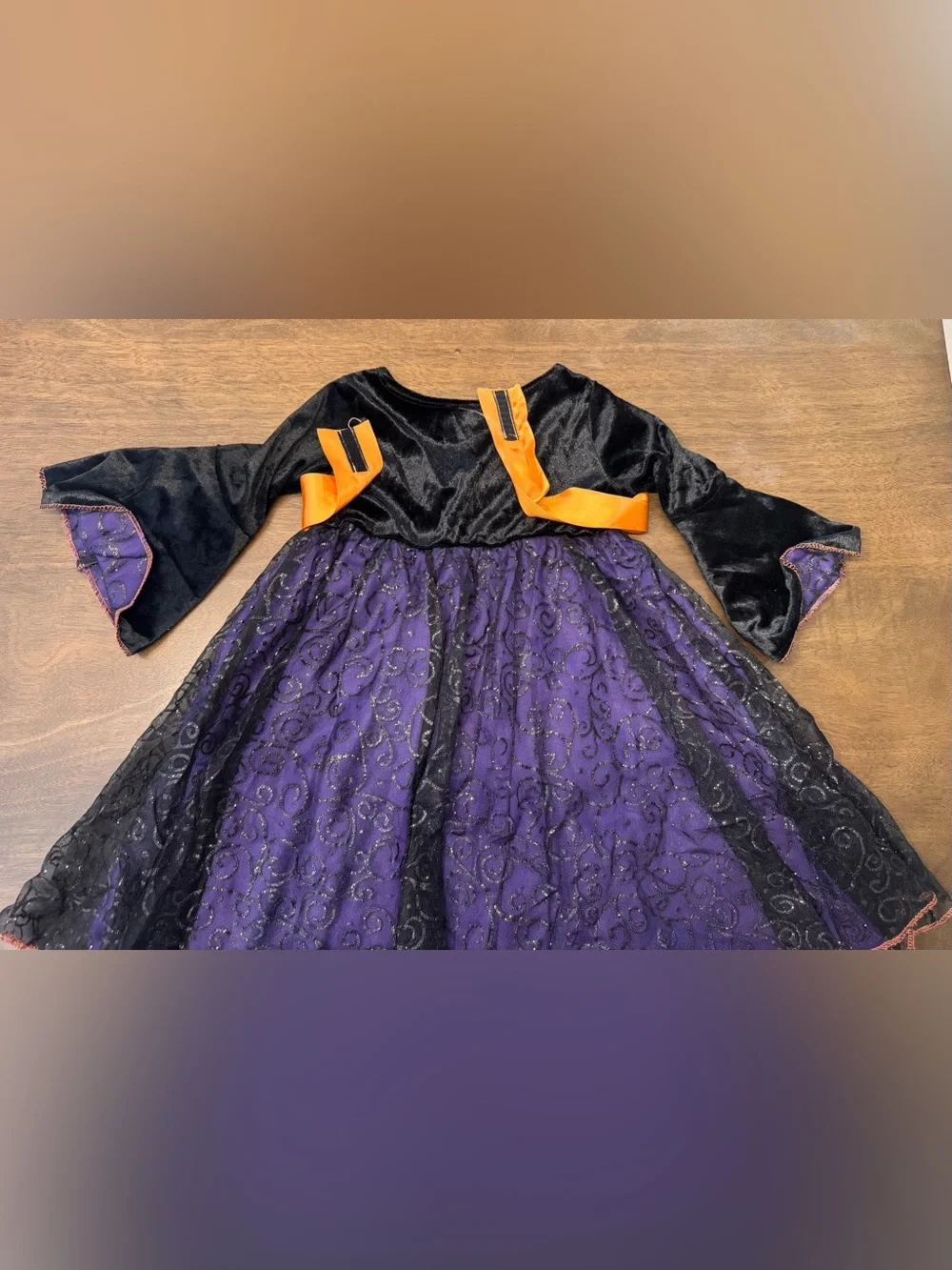 Toddler girls Halloween Witch Dress in Black, Purple & Orange Sash